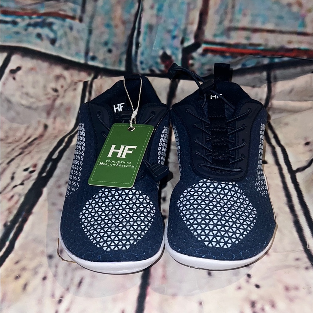 HF Navy Athletic Sneakers with Geometric Mesh Detail